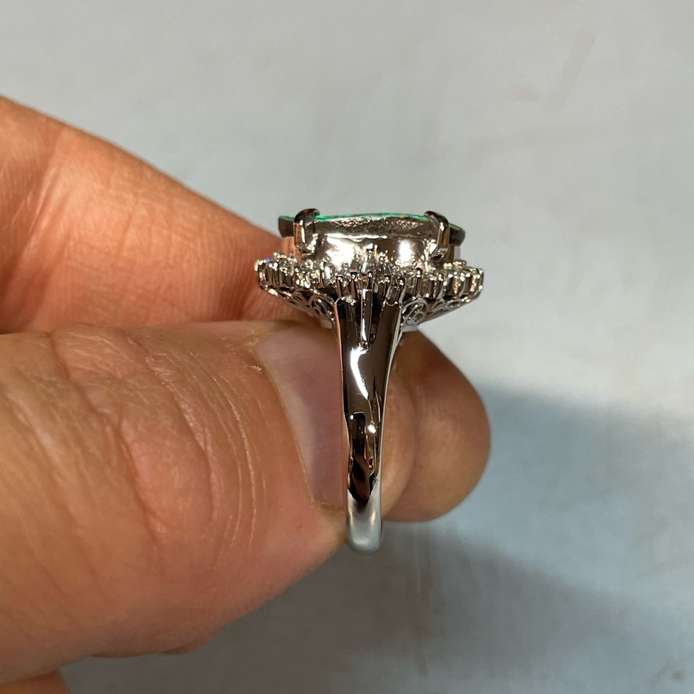 Australian Boulder Opal , platinum and diamond ring - Picture 13 of 13